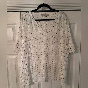 LOFT White and Black Polka Dot Blouse